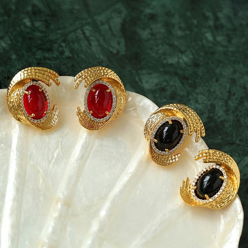 Courtly Geometric Gem Earrings - Zafari Studio Jewelry